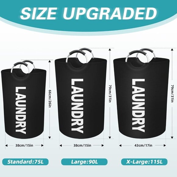 90L Large Laundry Basket, Laundry Hamper, Dirty Clothes Hamper for Laundry, Coll - Picture 2 of 7